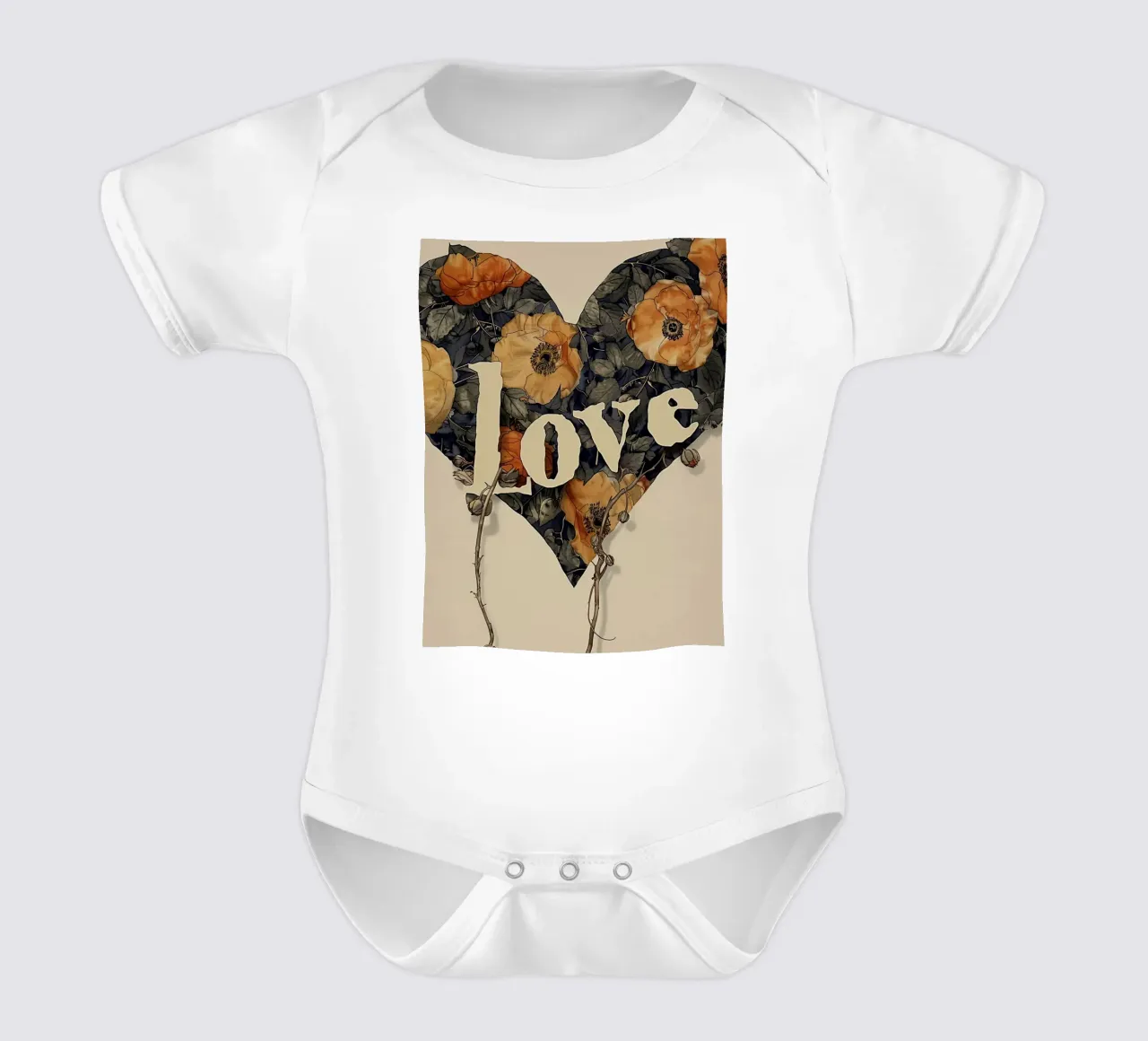 Cuore d'amore floreale body neonato maniche corte da Rustic Grace Studio 02