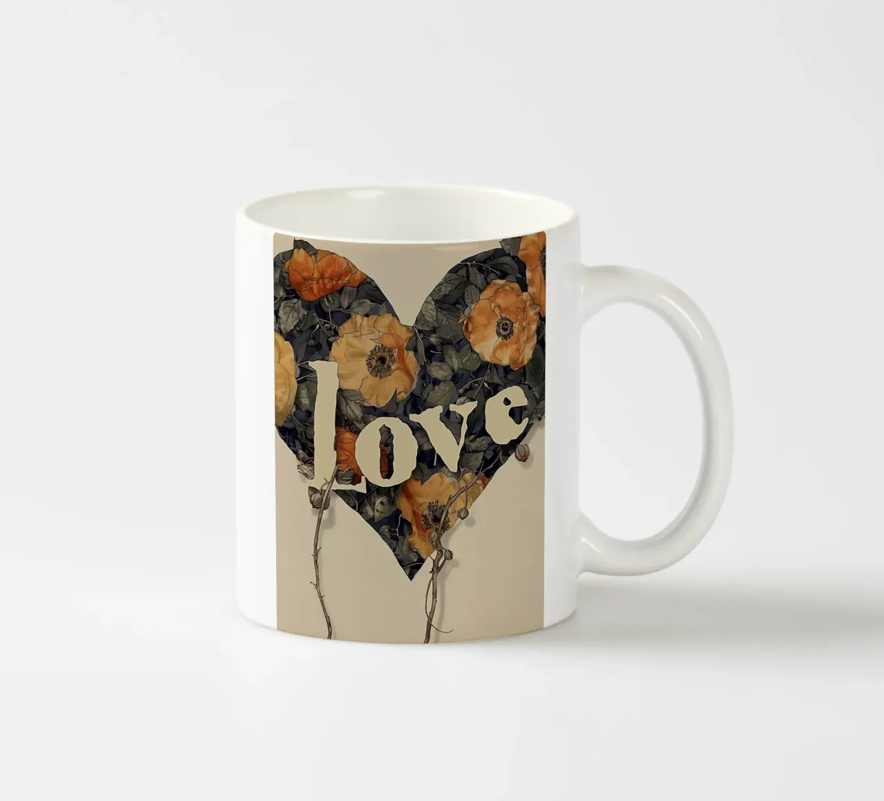 Cuore d'amore floreale tazza in ceramica da Rustic Grace Studio 02