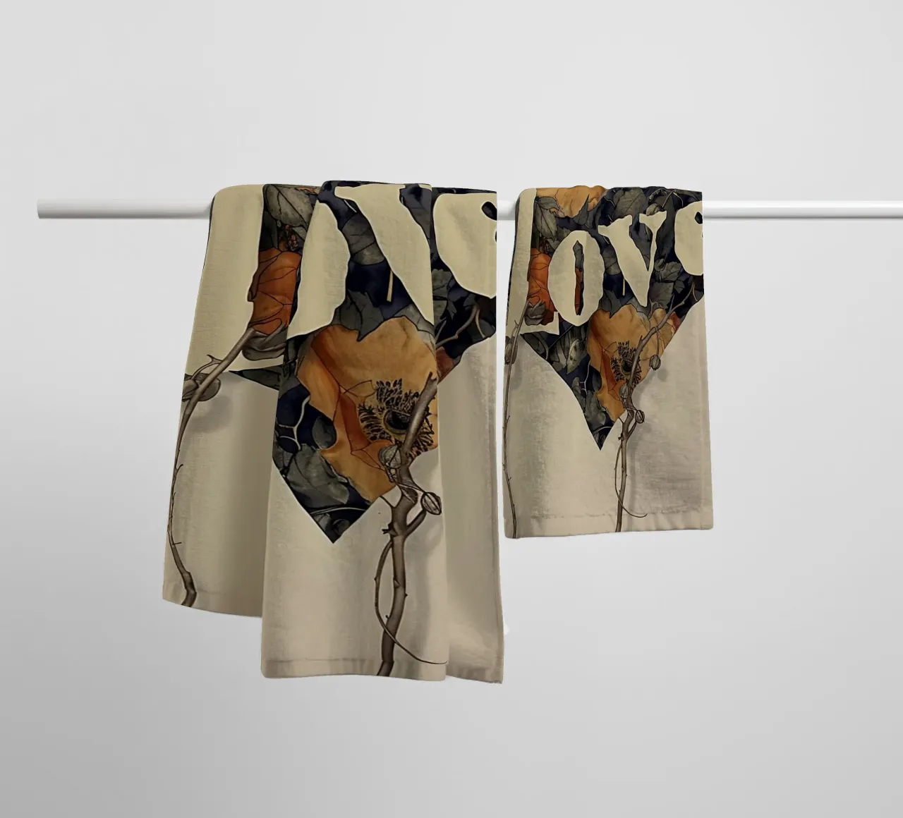 Cuore d'amore floreale asciugamano da bagno da Rustic Grace Studio 02