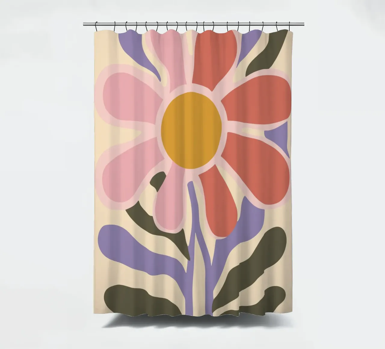 Retro Gänseblümchen – Modernes Blumen Design Duschvorhang von Whole©