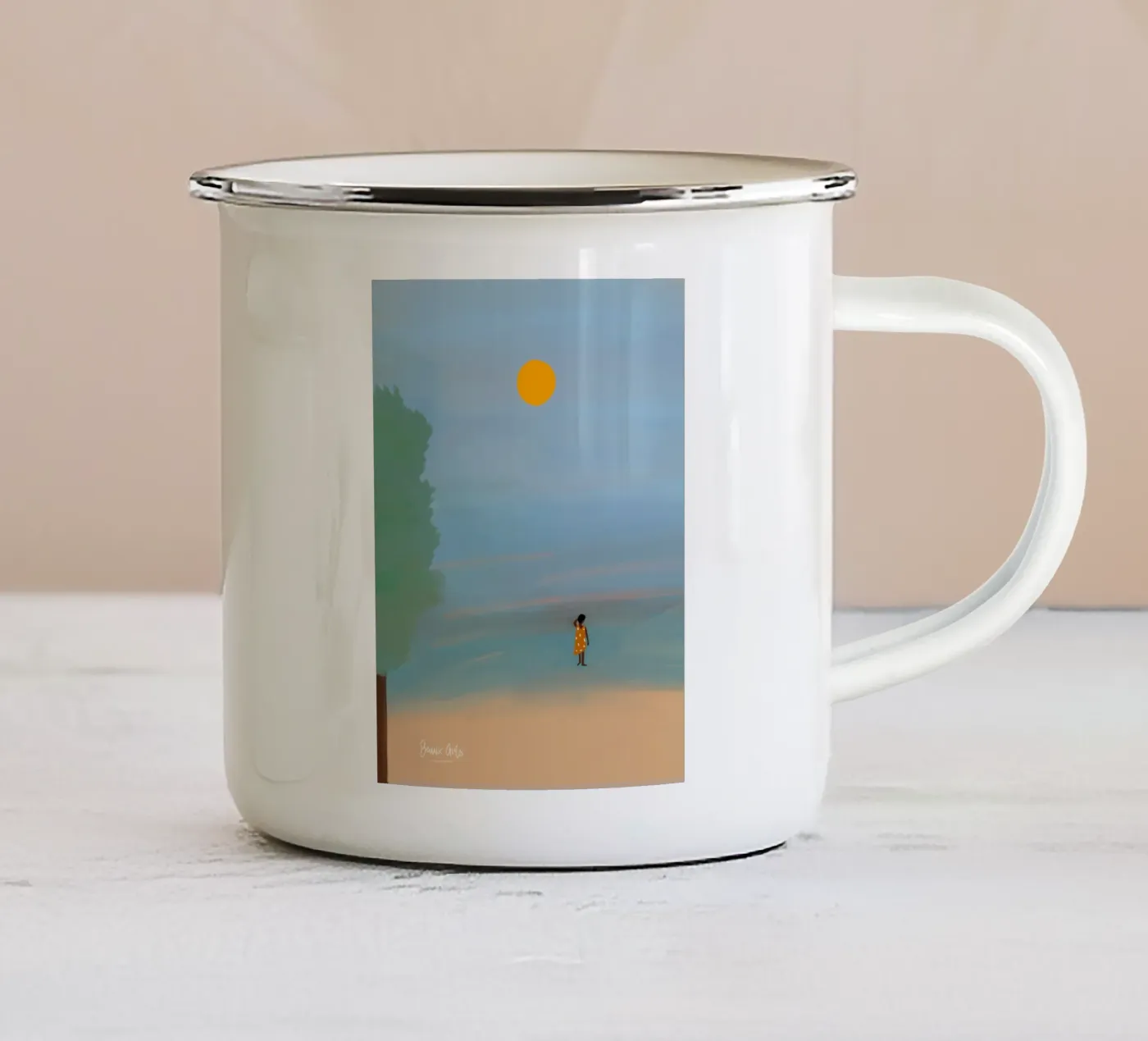 Afro Ruby emaille mok van Mathudace Créas