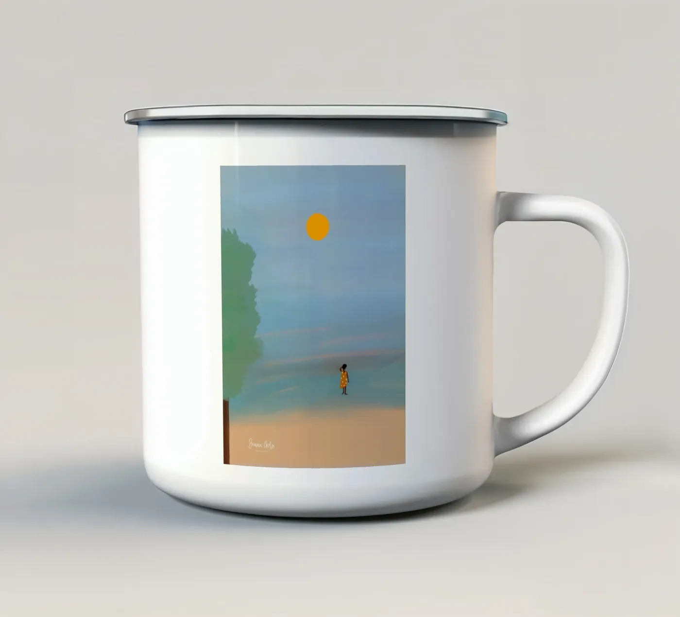 Afro Ruby emaille mok van Mathudace Créas