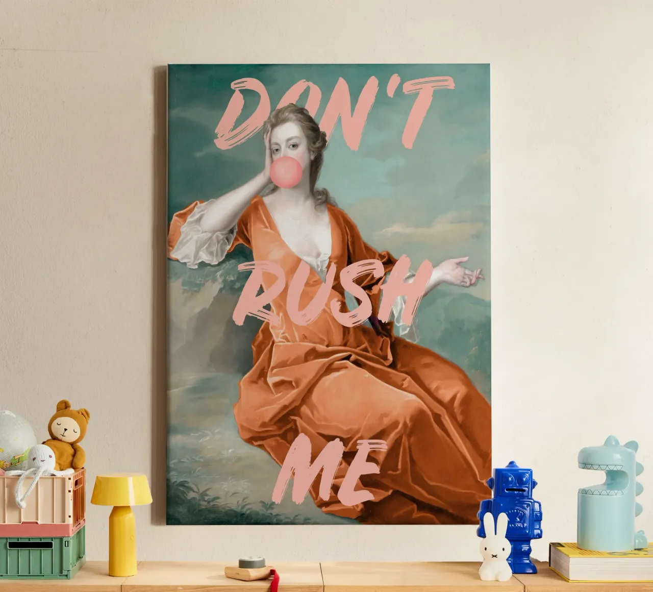 Don't Rush Me - Peach tela con Cornice a cassetta da GraceDigitalArtCo