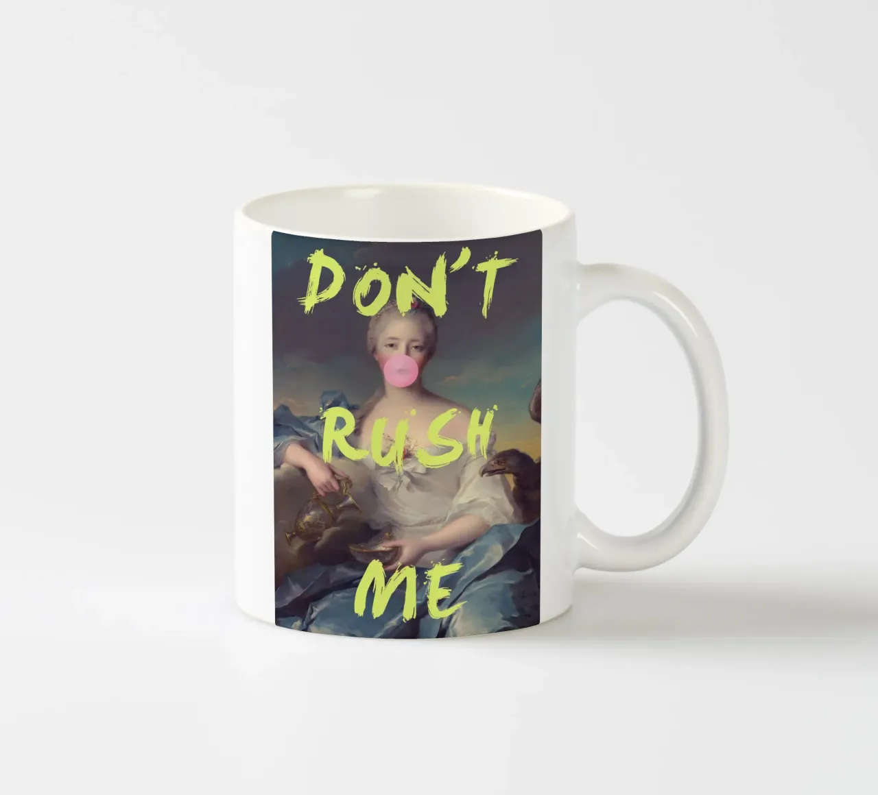 Don't Rush Me Neon Yellow Bubble-Gum tazza in ceramica da GraceDigitalArtCo
