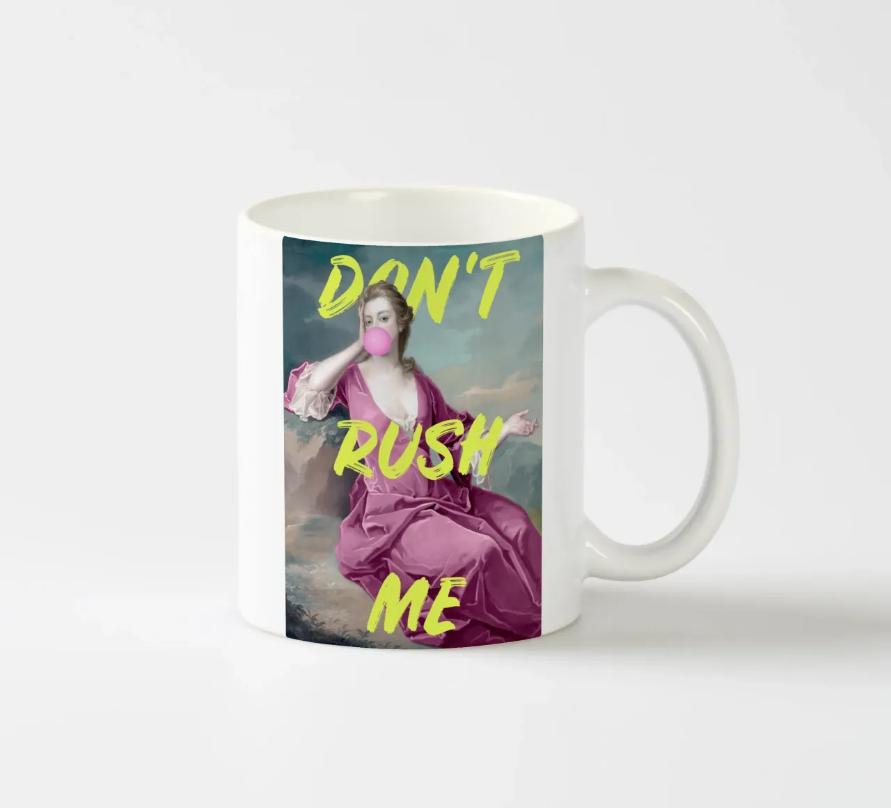 Don't Rush Me Yellow and Pink tazza in ceramica da GraceDigitalArtCo