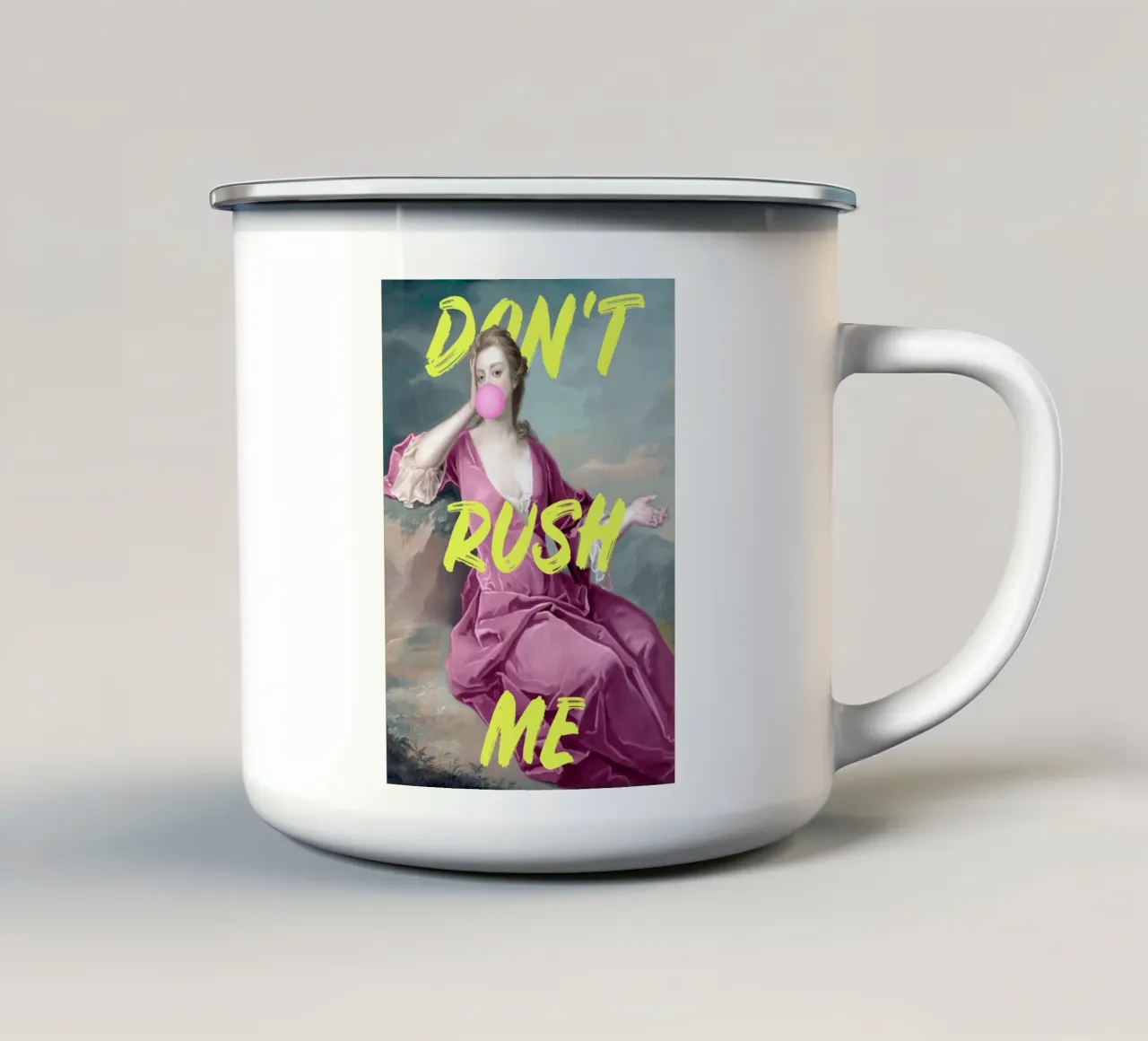 Don't Rush Me Yellow and Pink tazza in smalto da GraceDigitalArtCo