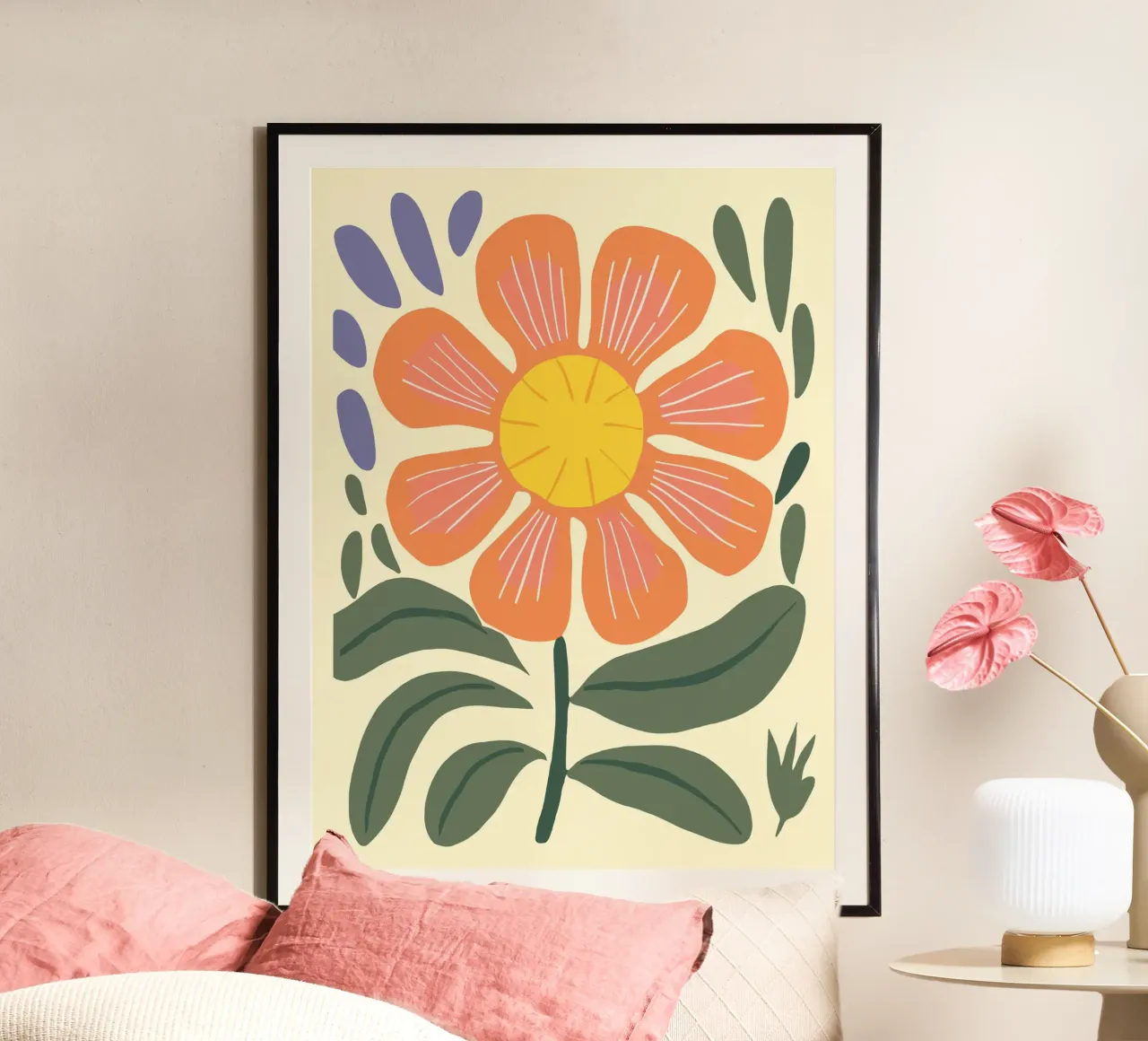 Fiori d'epoca - Allegra arte retrò poster con telaio in alluminio da Whole©