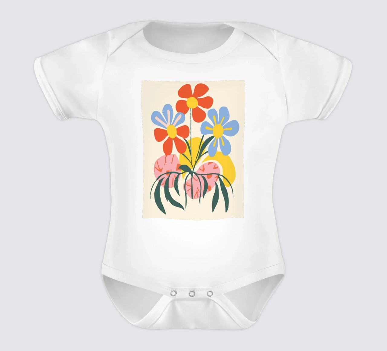 Design floreale colorato - Allegro decoro retrò body neonato maniche corte da Whole©