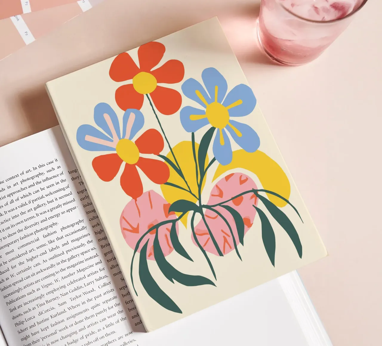 Colourful flower design - Cheerful retro decoration notebook by Whole©