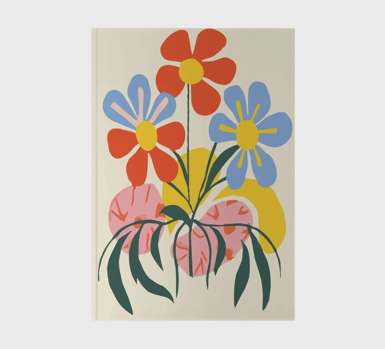 Colourful flower design - Cheerful retro decoration notebook by Whole©