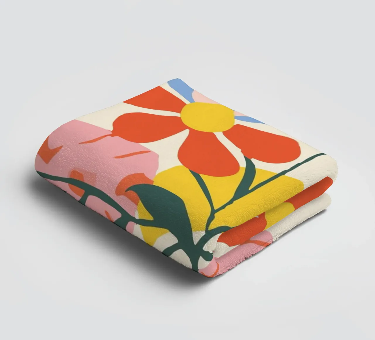 Kleurrijk bloemenontwerp - Vrolijke retrodecoratie badhanddoek van Whole©