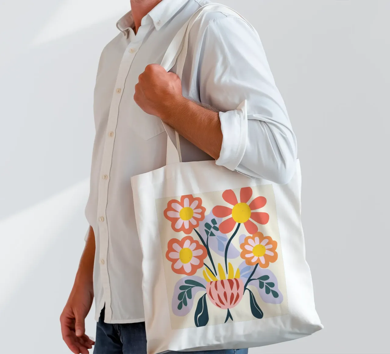 Vaso di fiori retrò - Allegro design floreale borsa in juta da Whole©