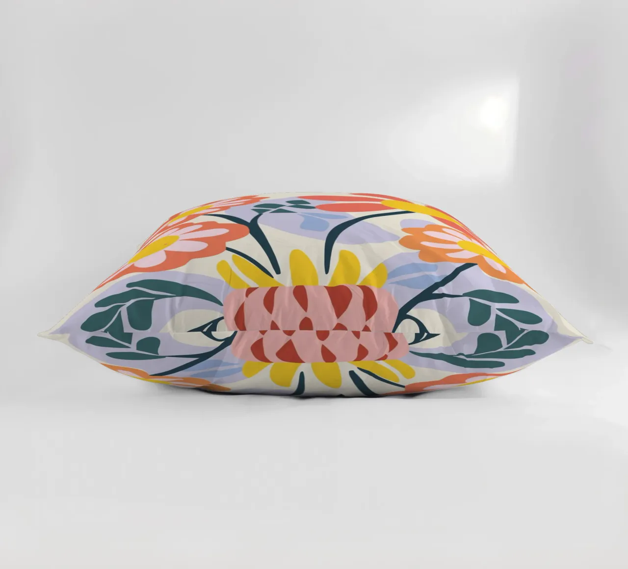 Retro bloemenvaas - Vrolijk bloemendesign kussen van Whole©