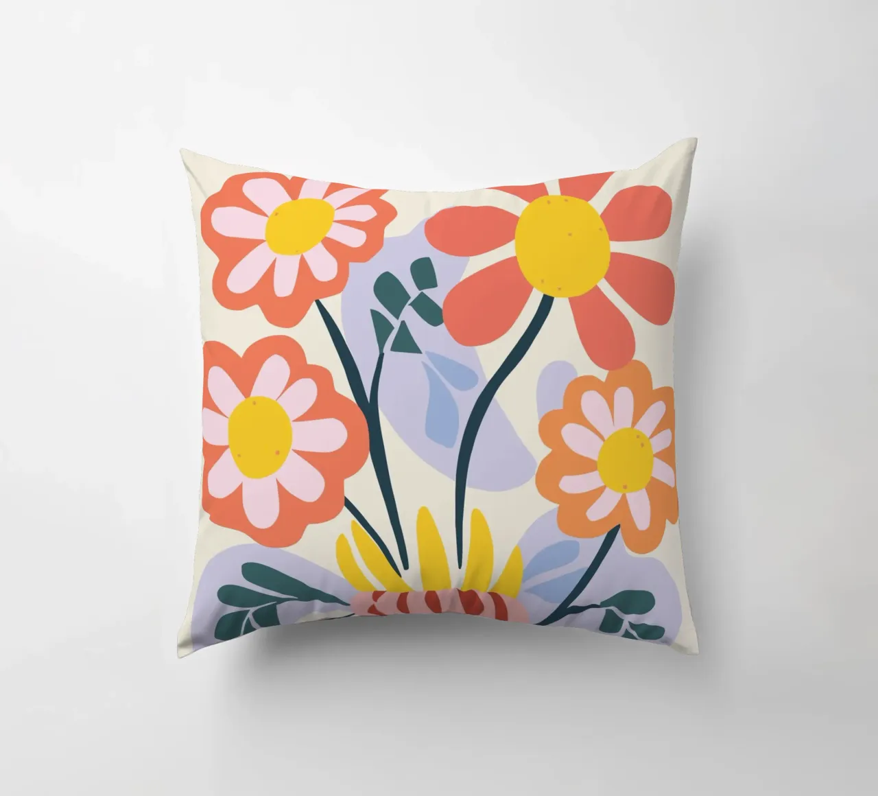 Retro Blumenvase – Fröhliches Florales Design Kissen von Whole©