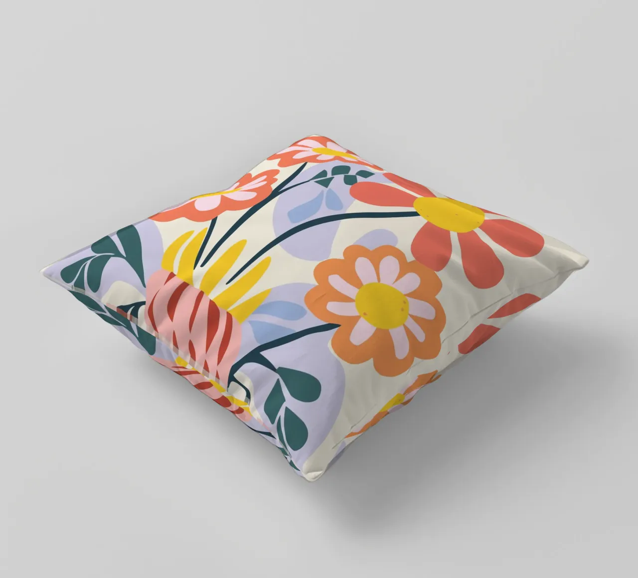Retro Blumenvase – Fröhliches Florales Design Kissen von Whole©