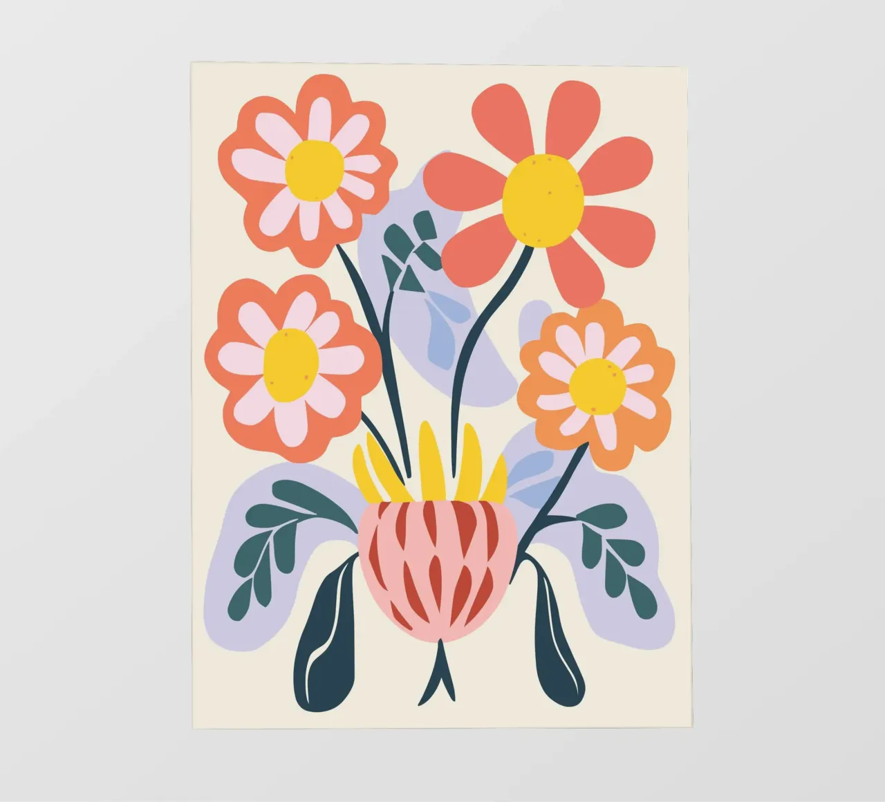 Retro Blumenvase – Fröhliches Florales Design Backlit Folie von Whole©