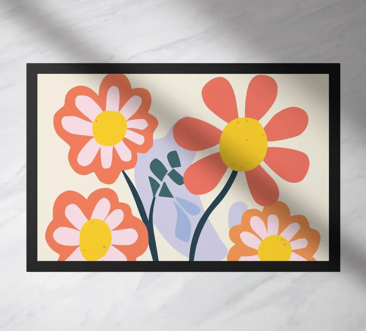 Retro Blumenvase – Fröhliches Florales Design Fußmatte von Whole©
