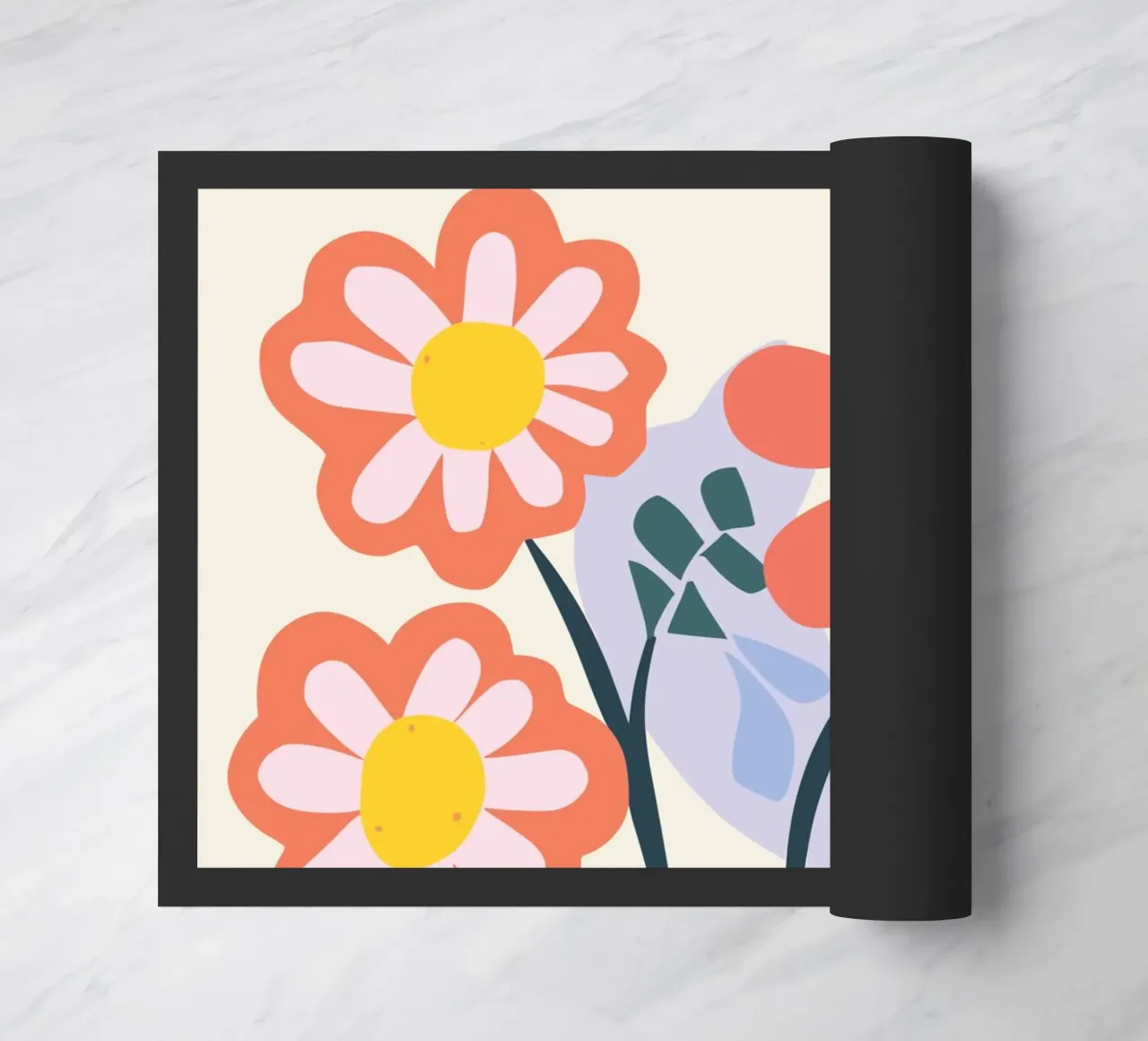 Retro Blumenvase – Fröhliches Florales Design Fußmatte von Whole©