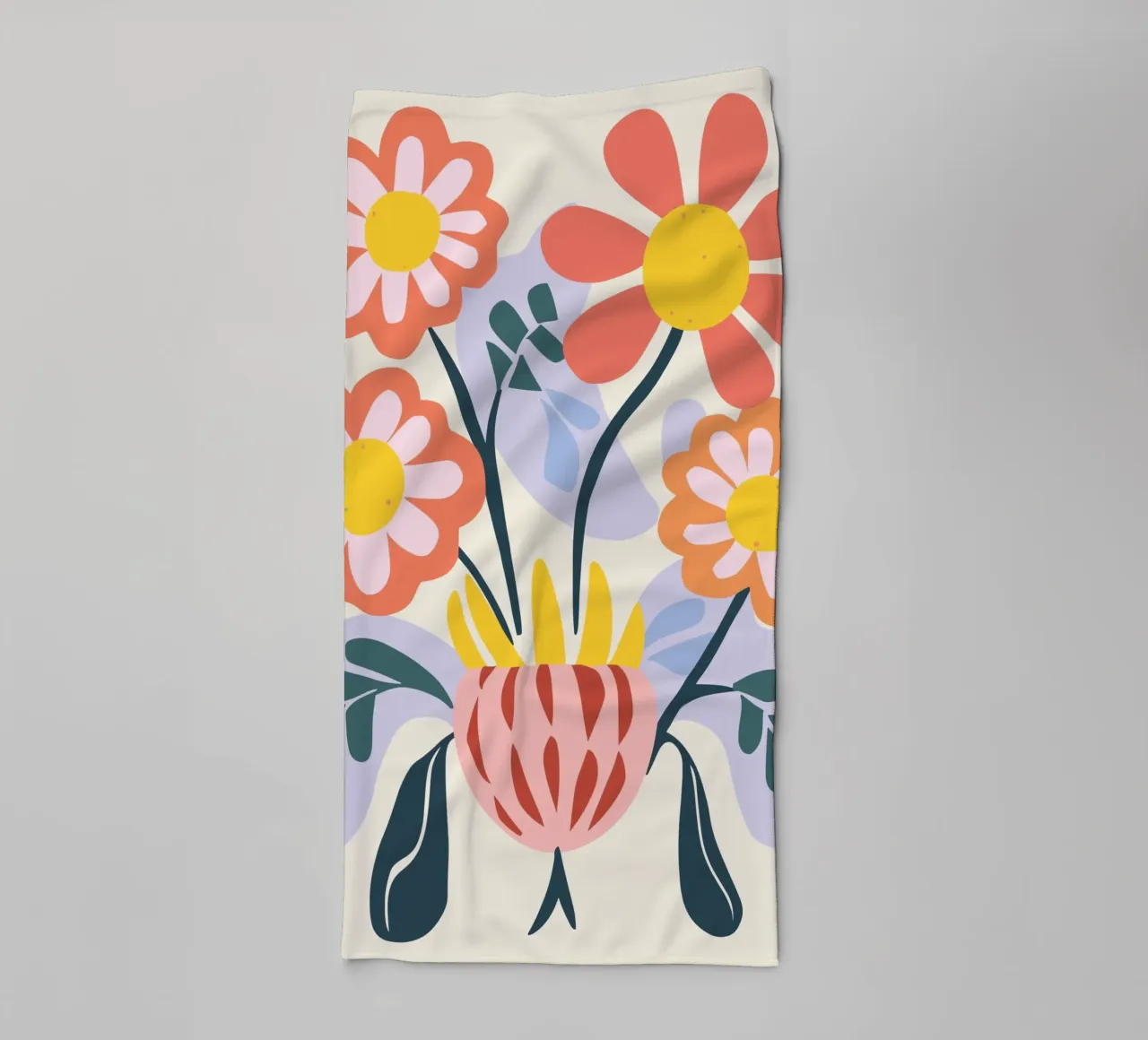 Vaso di fiori retrò - Allegro design floreale asciugamano da bagno da Whole©