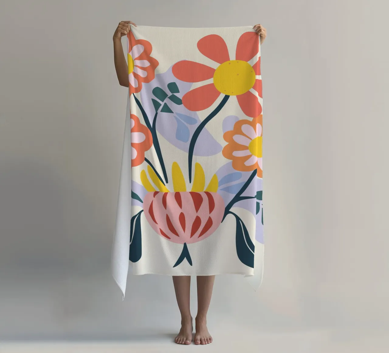 Vaso di fiori retrò - Allegro design floreale telo mare da Whole©