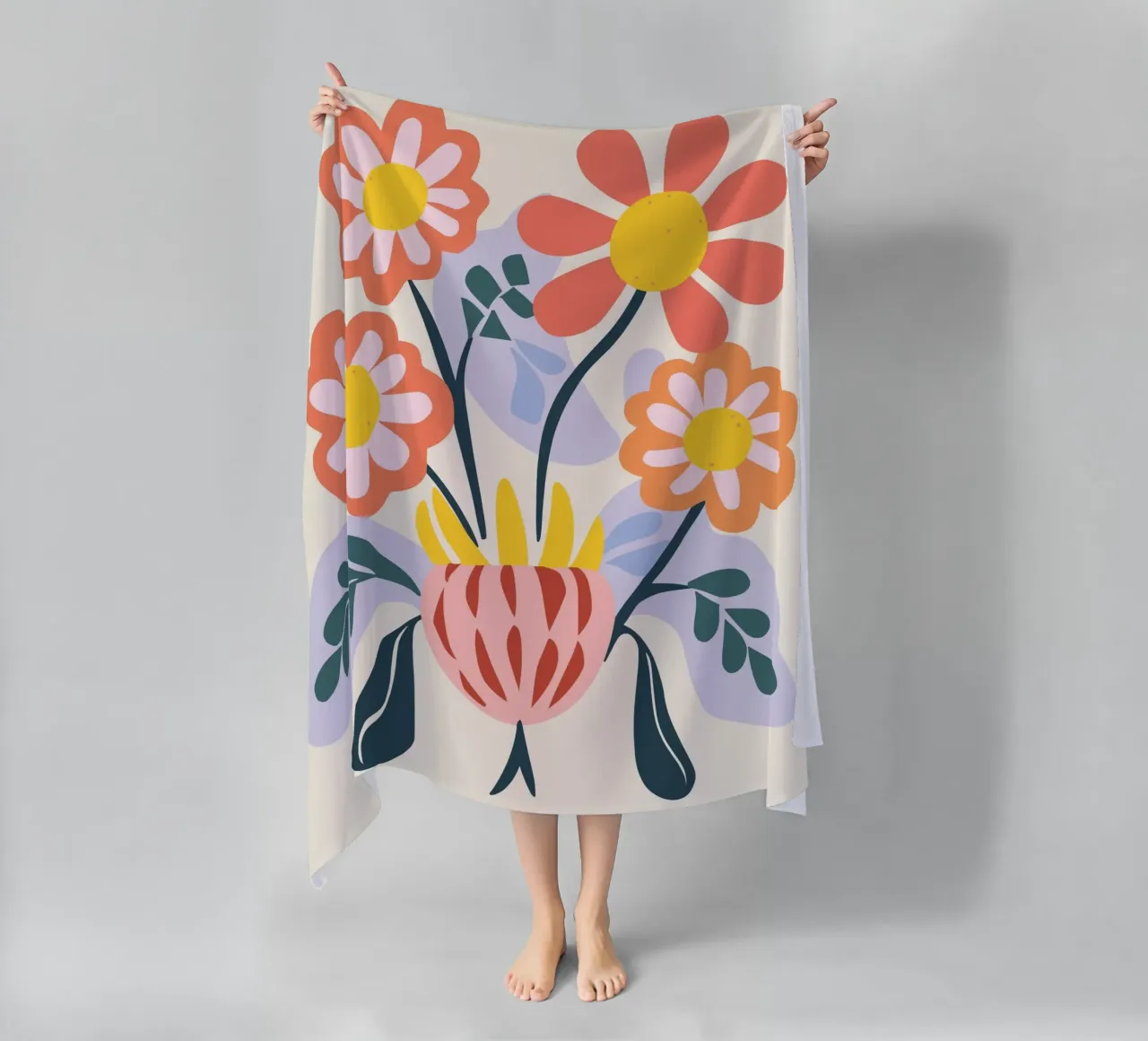 Vaso di fiori retrò - Allegro design floreale telo mare da Whole©