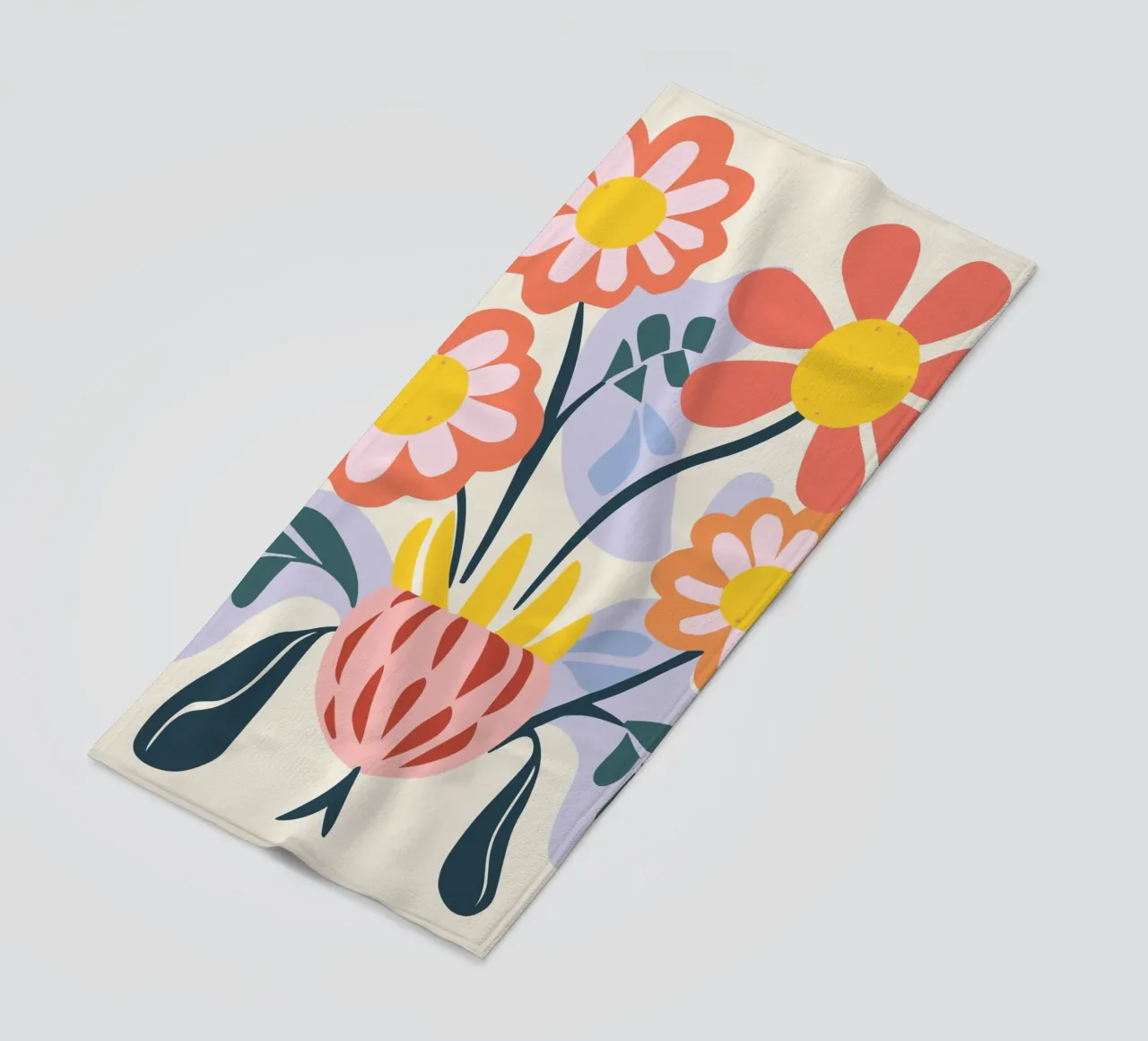 Vaso di fiori retrò - Allegro design floreale telo mare da Whole©