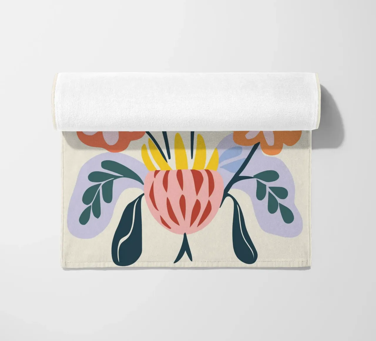 Retro flower vase - Cheerful floral design beach towel by Whole©