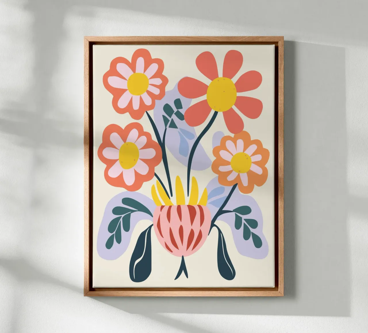 Vaso di fiori retrò - Allegro design floreale tela con Cornice a cassetta da Whole©