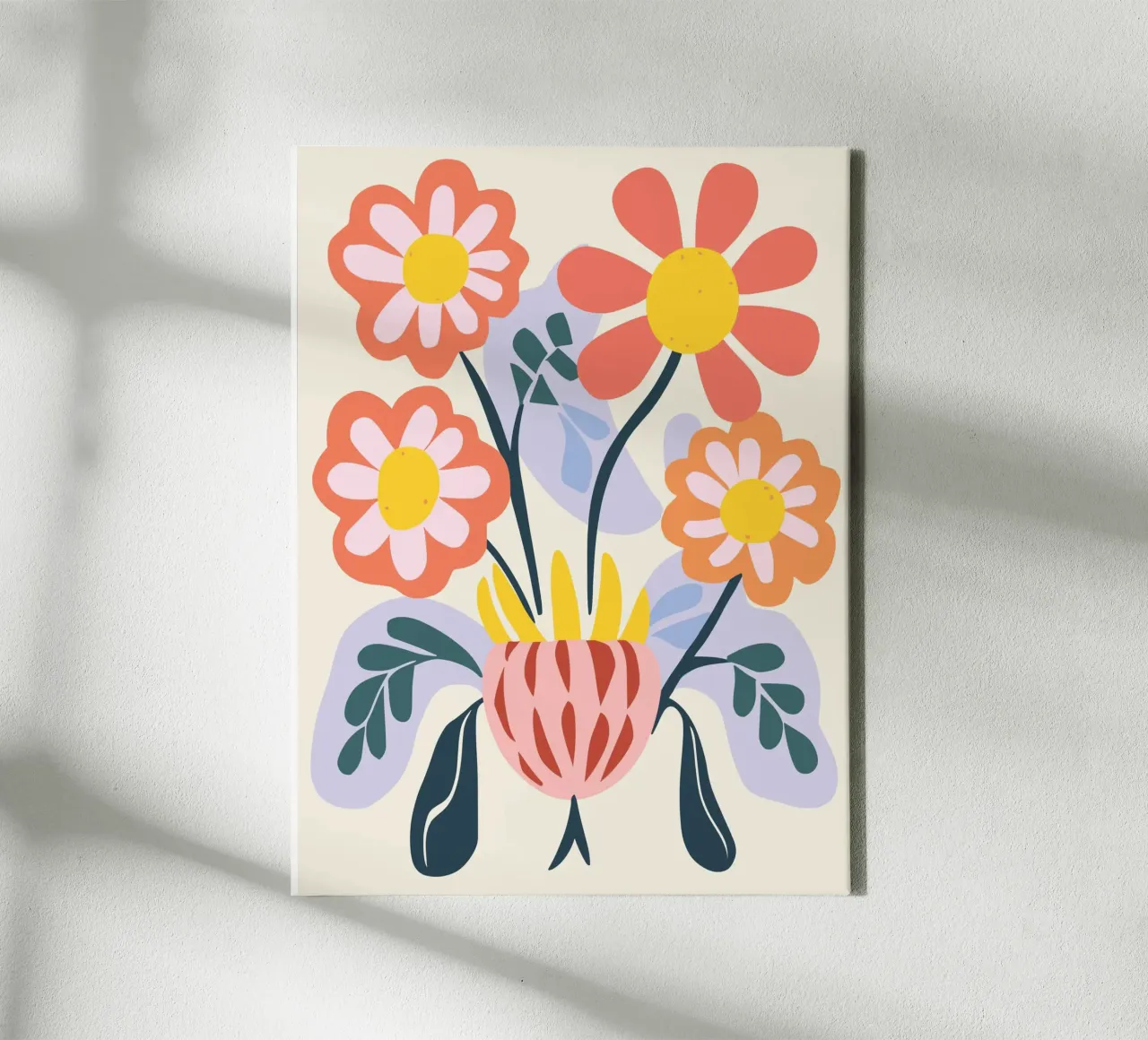 Vaso di fiori retrò - Allegro design floreale tela con Cornice a cassetta da Whole©