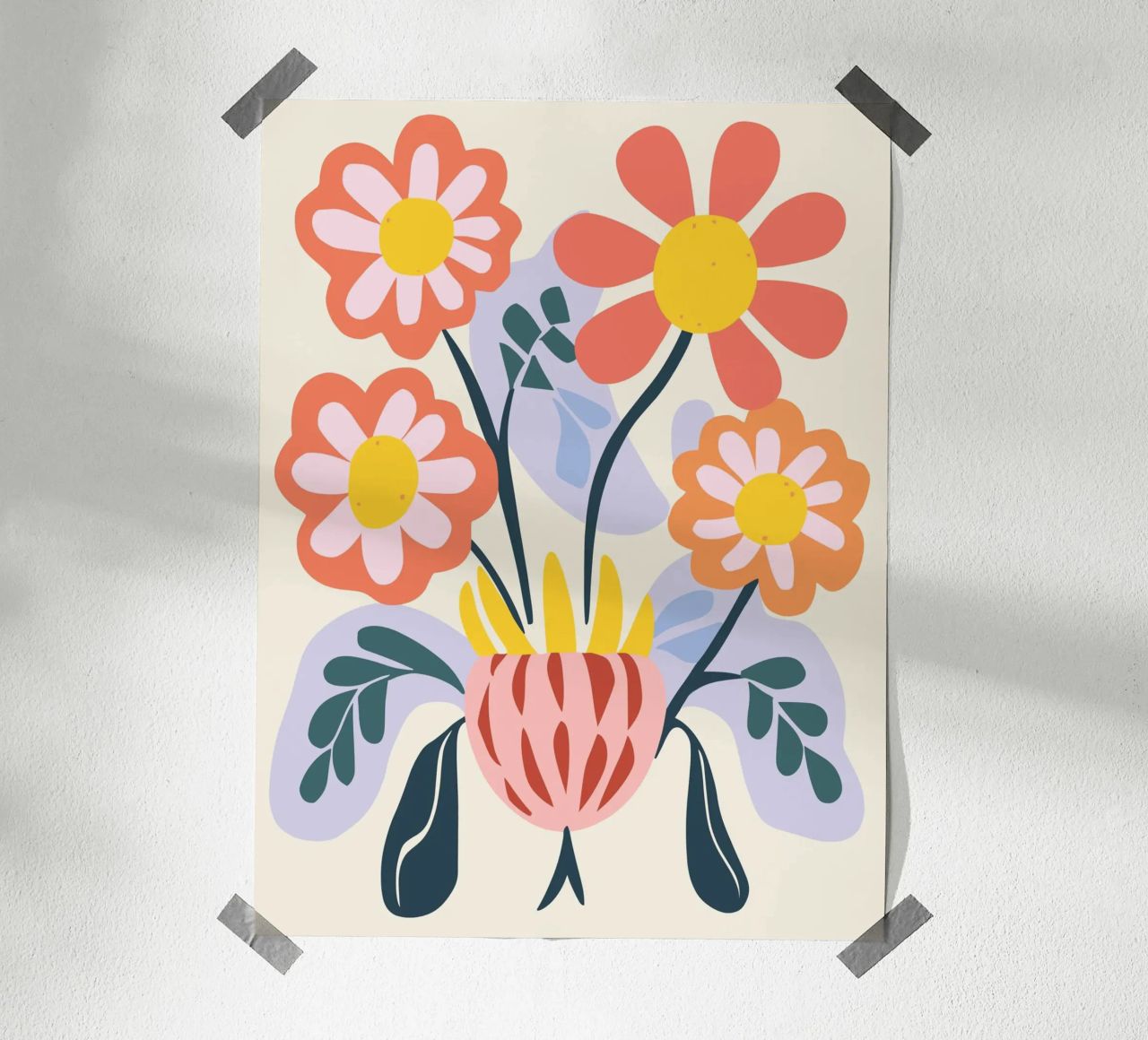 Vaso di fiori retrò - Allegro design floreale carta hahnemühle da Whole©