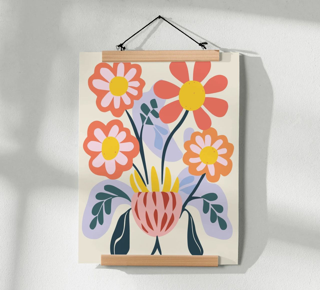 Vaso di fiori retrò - Allegro design floreale carta hahnemühle da Whole©