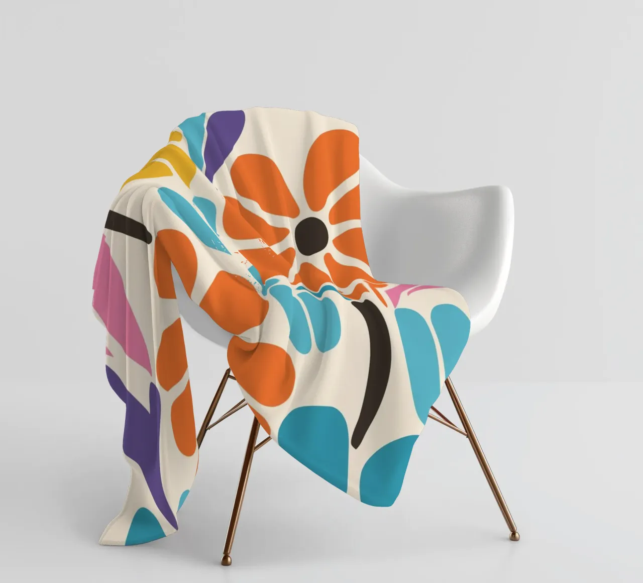 Motivo floreale colorato - Design moderno e retrò coperta in pile da Whole©
