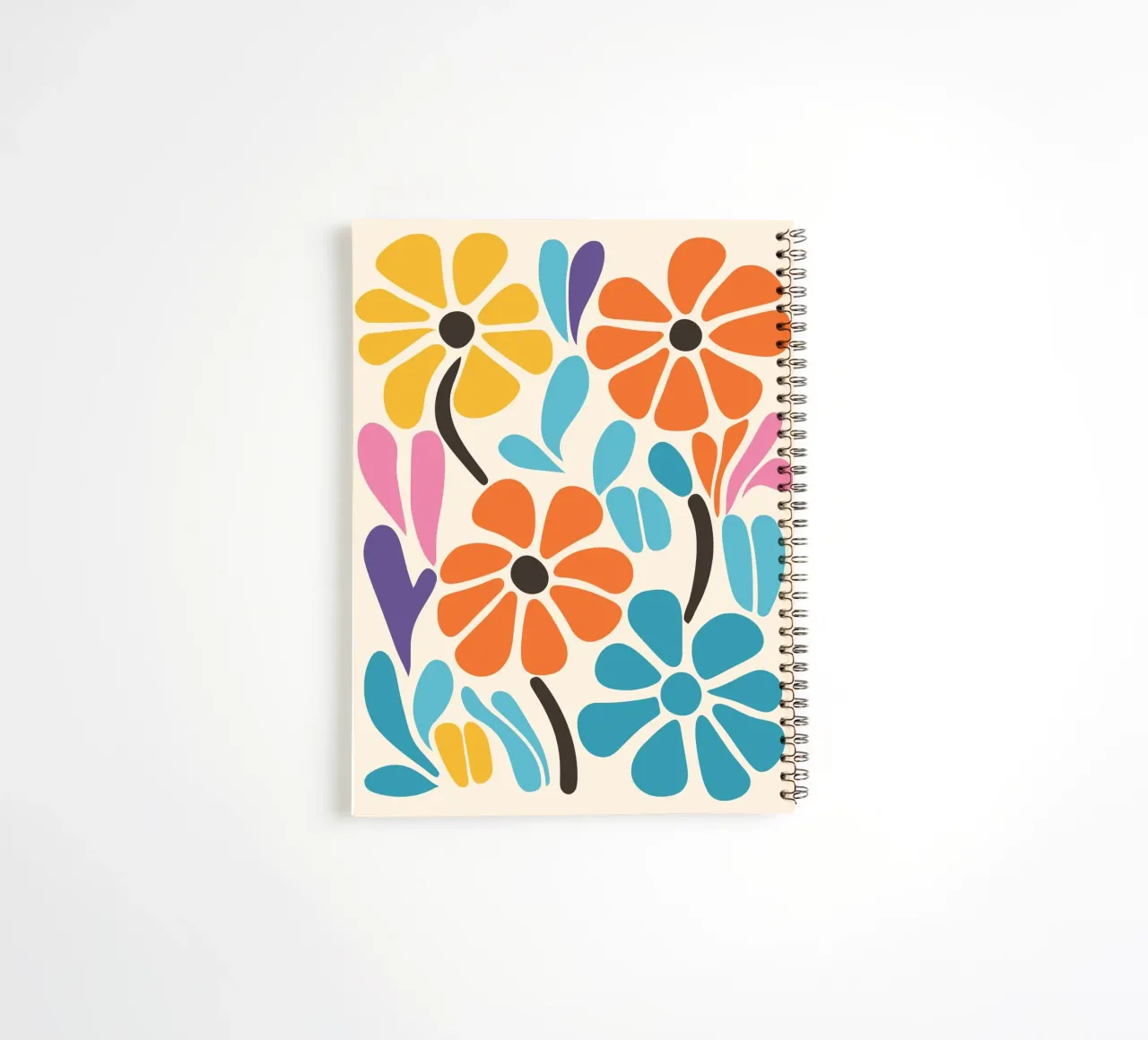 Colourful floral pattern - Modern retro design spiral notebook by Whole©