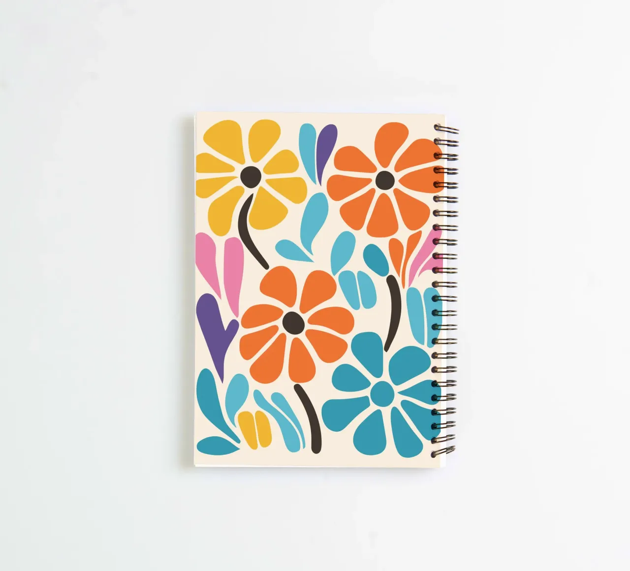 Colourful floral pattern - Modern retro design spiral notebook by Whole©