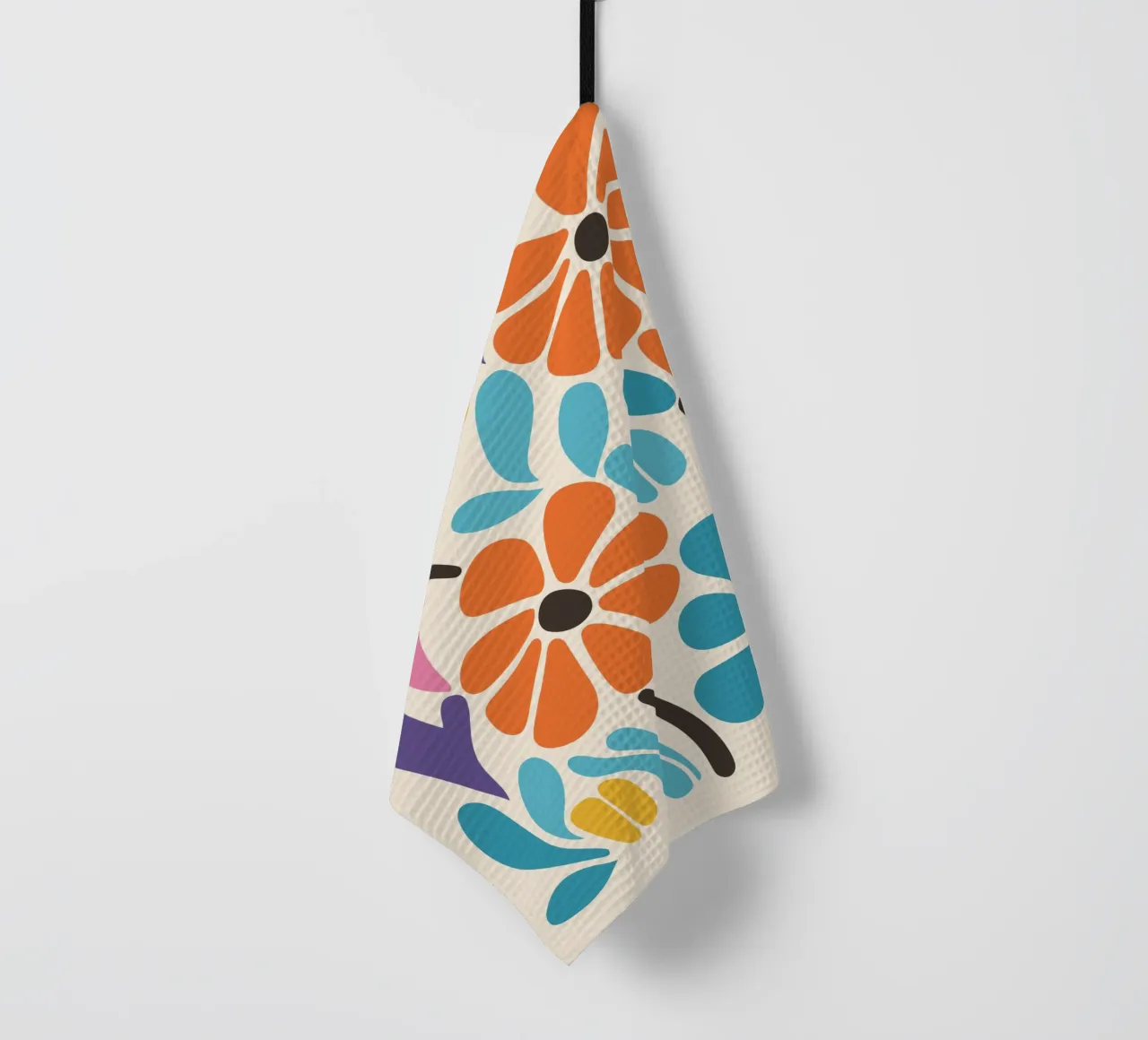 Colourful floral pattern - Modern retro design tea towel by Whole©