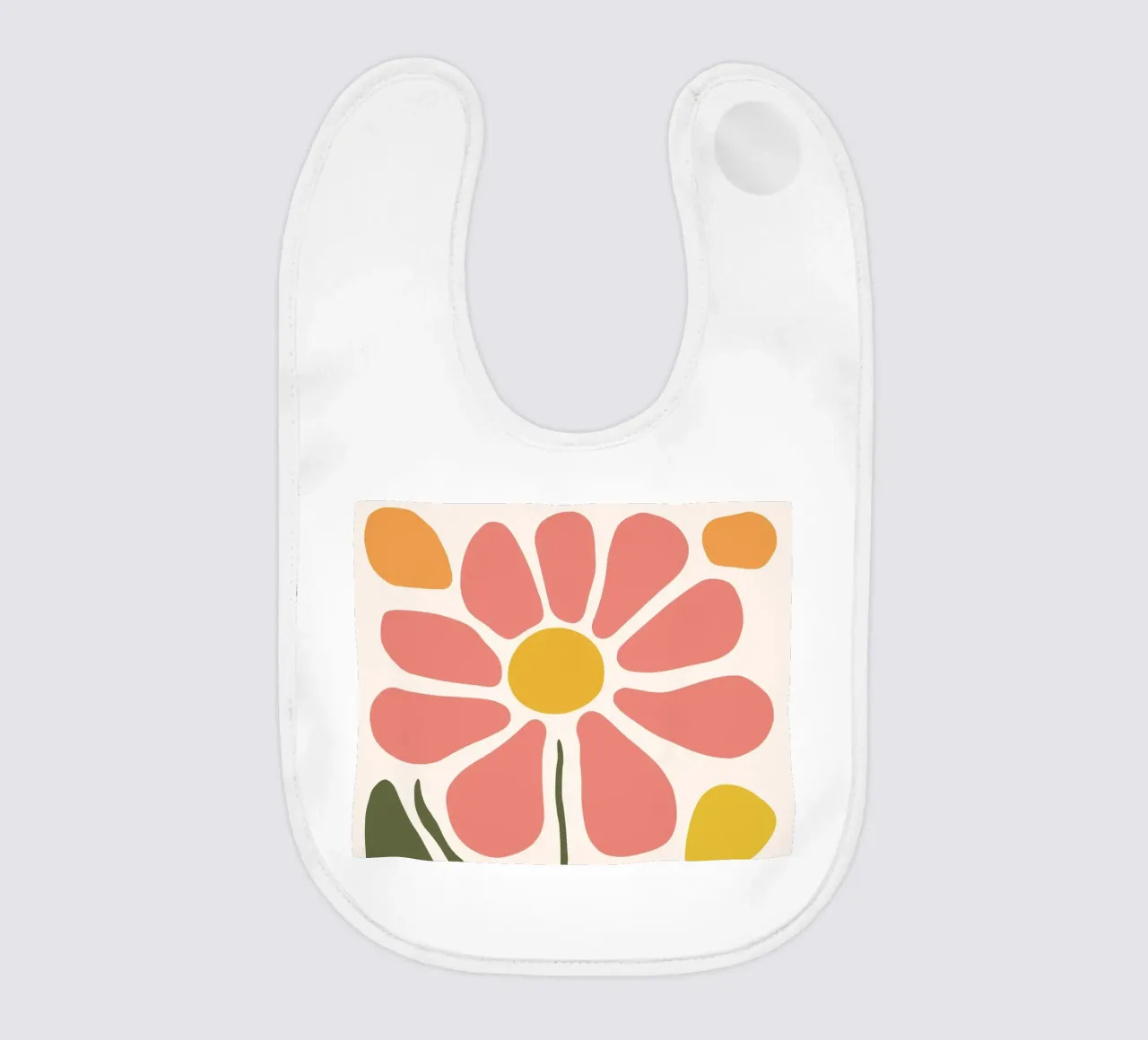 Abstract floral design - Minimalist retro art baby bib by Whole©