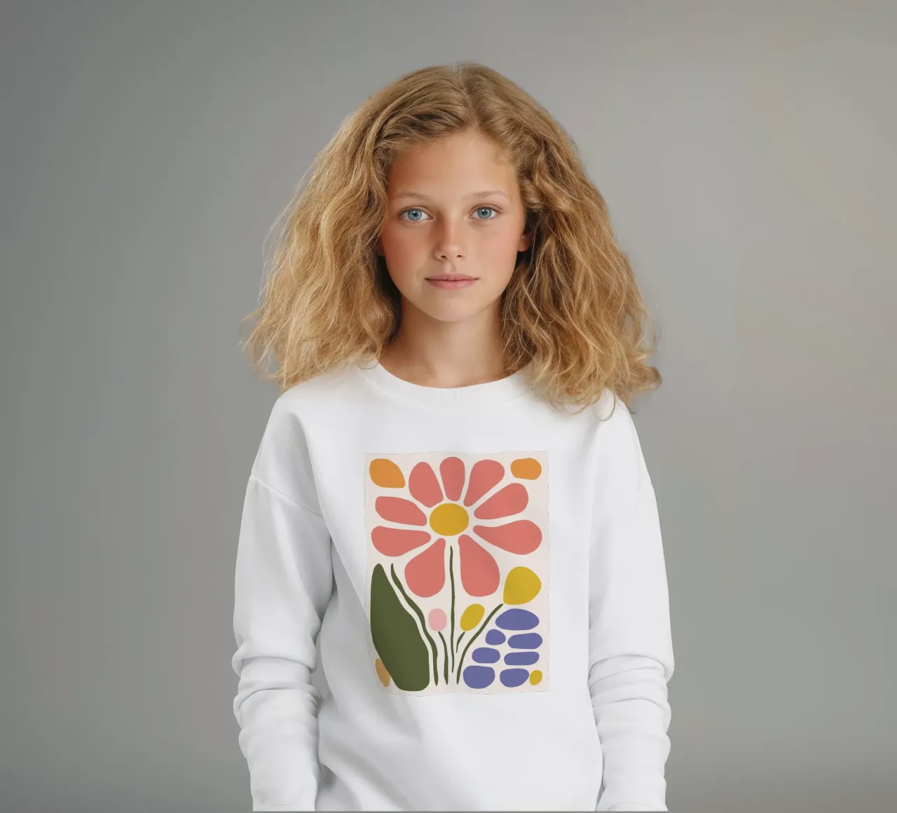 Abstract floral design - Minimalist retro art kids sweatshirt by Whole©