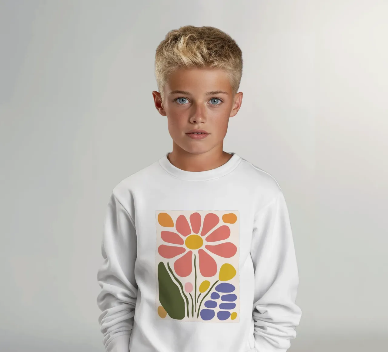 Abstract floral design - Minimalist retro art kids sweatshirt by Whole©