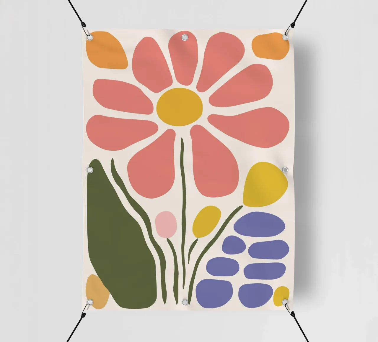 Design floral abstrait - art rétro minimaliste bâche pvc de Whole©