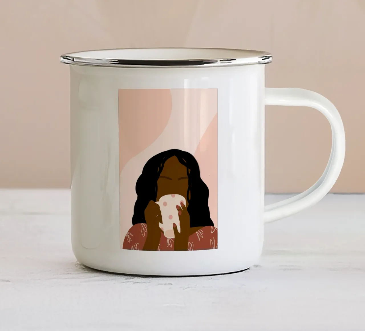 Afro Coffee tazza in smalto da Mathudace Créas