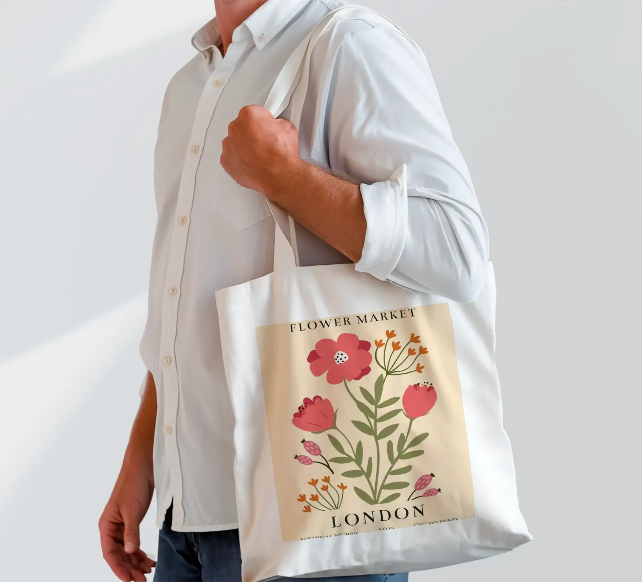 Poster floreale botanico - Design floreale vintage borsa in juta da Whole©