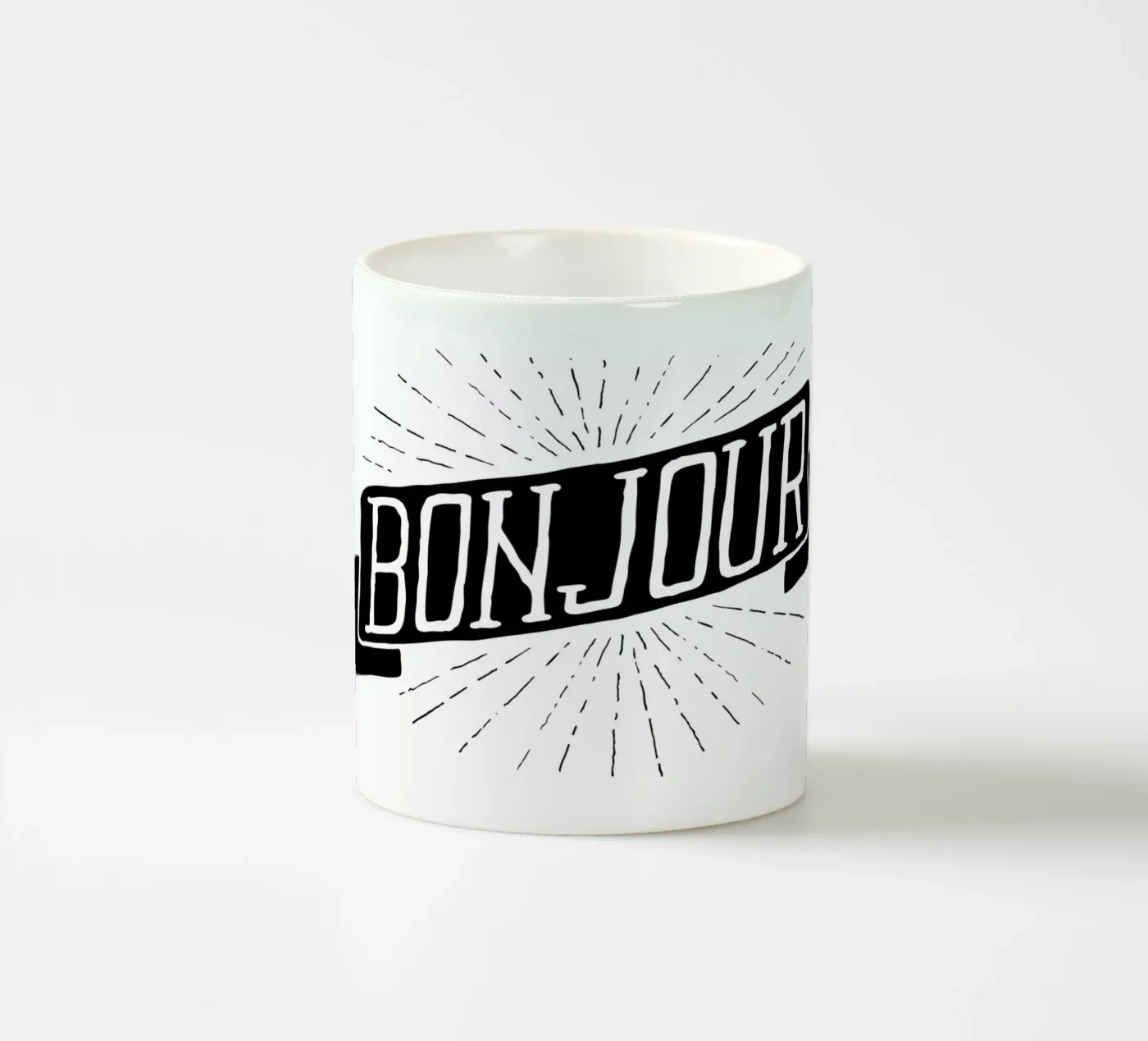 Bonjour ceramic mug by JONATTEND
