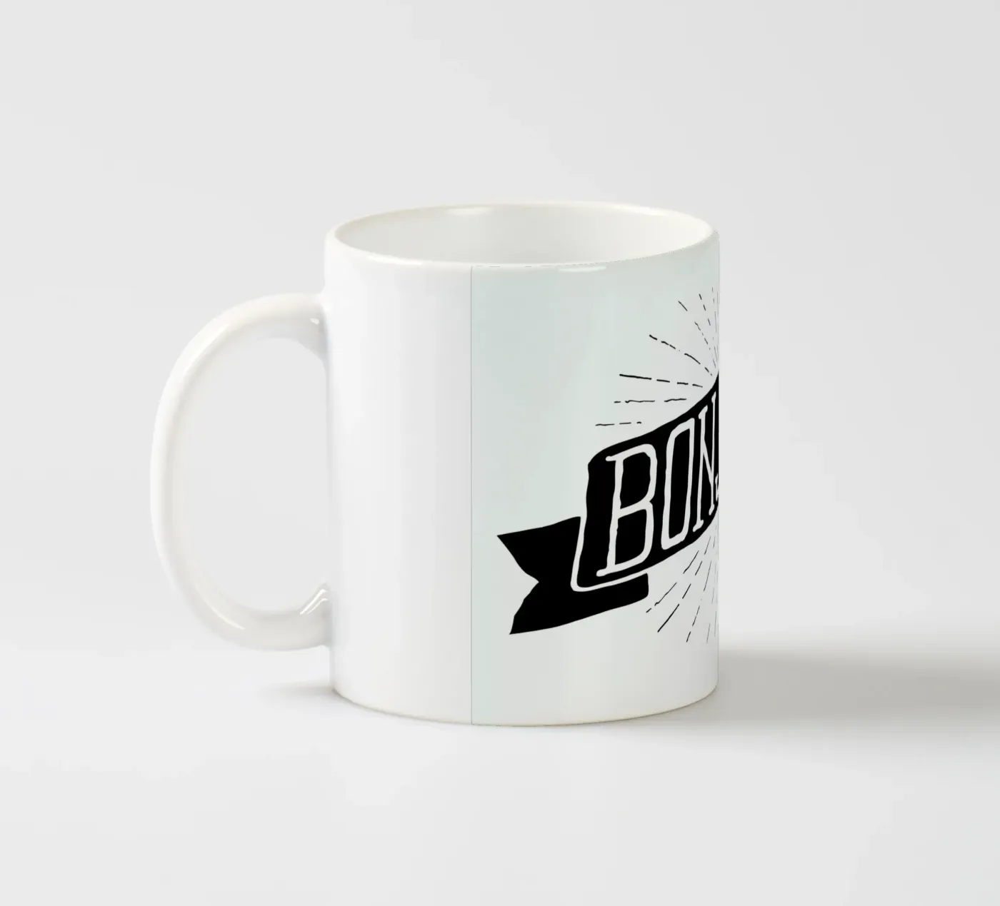 Bonjour ceramic mug by JONATTEND