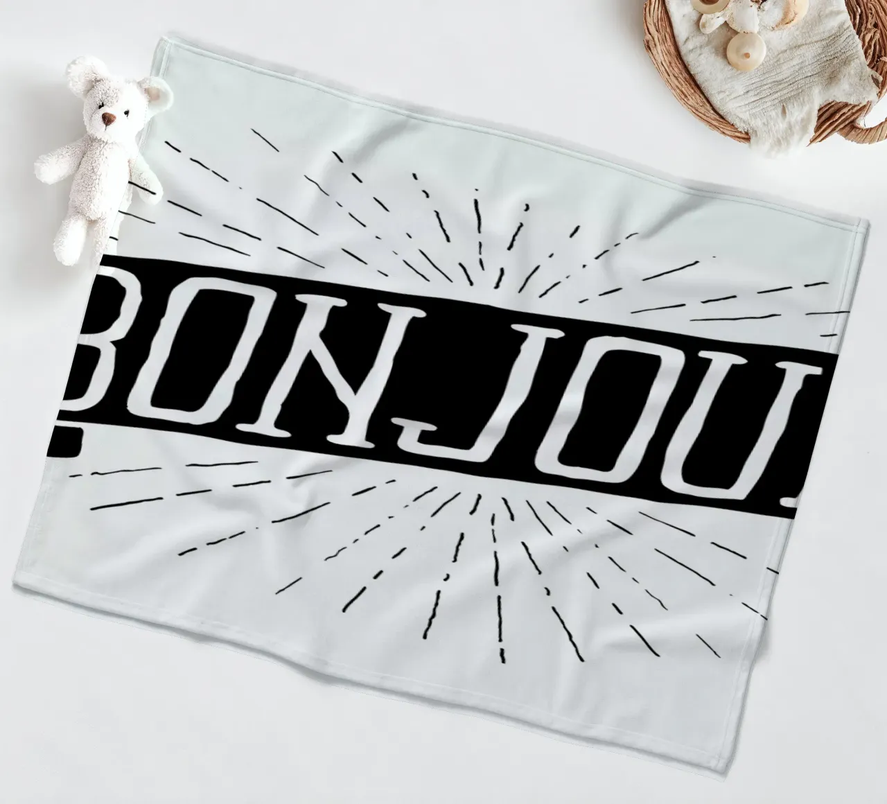 Bonjour fleece blanket by JONATTEND