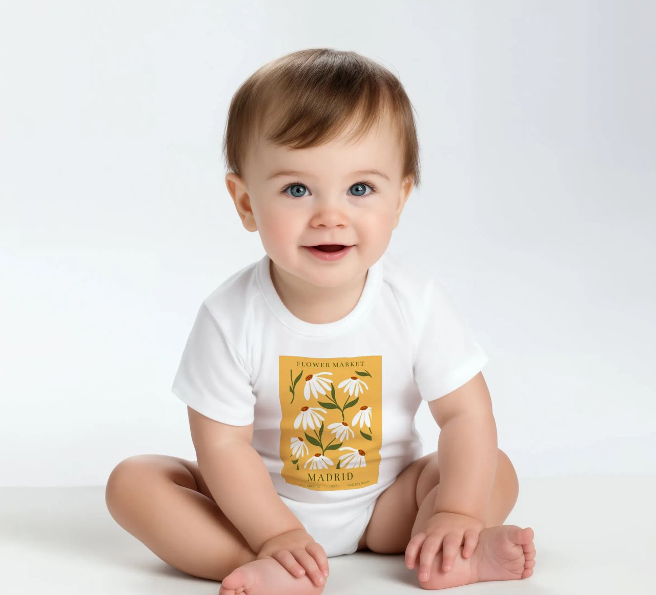Daisy Art - Design botanico retrò body neonato maniche corte da Whole©