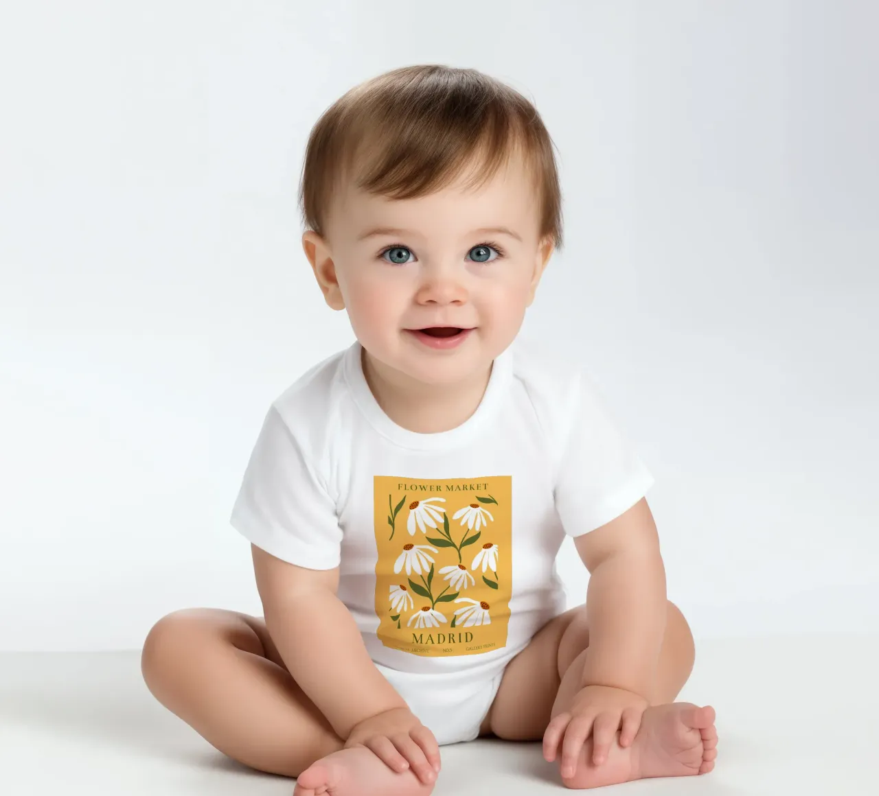 Daisy Art - Design botanico retrò body neonato maniche corte da Whole©