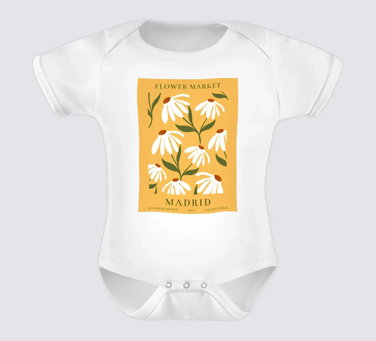 Daisy Art - Design botanico retrò body neonato maniche corte da Whole©