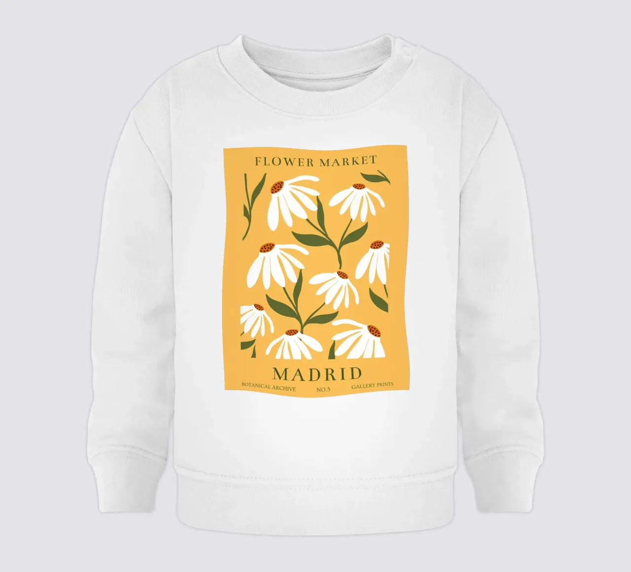 Daisy Art - Design botanico retrò felpa neonato da Whole©