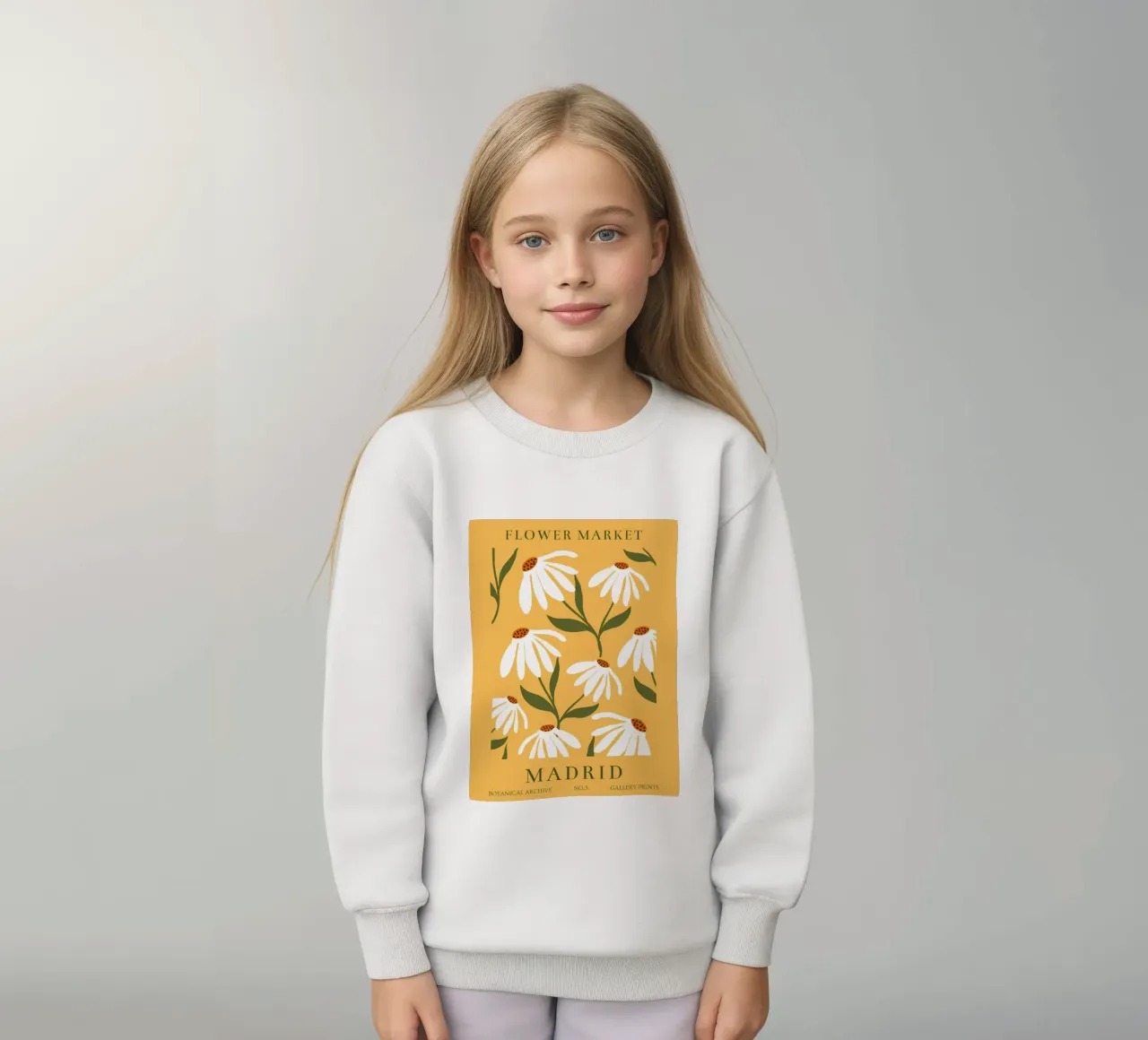Daisy Art - Diseño botánico retro sudadera para niño de Whole©
