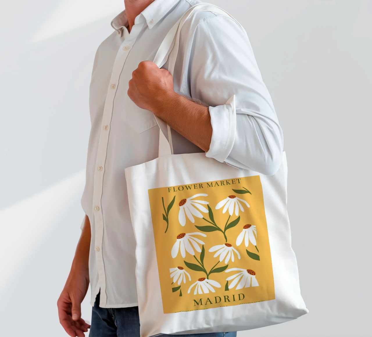 Daisy Art - Design botanico retrò borsa in juta da Whole©
